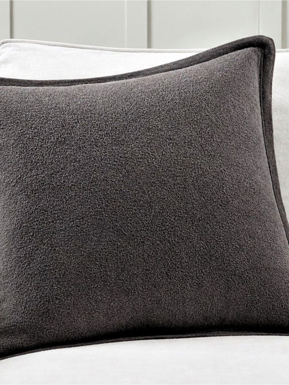 Pottery Barn Cozy Fleece Pillow Cover Black/Charcoal Gray